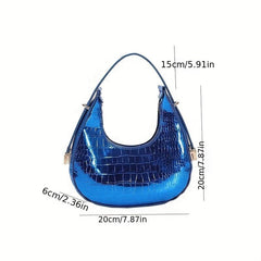 Metallic Crocodile Embossed Hobo Bag Women's Handbag Underarm Purse