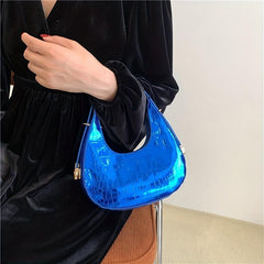 Metallic Crocodile Embossed Hobo Bag Women's Handbag Underarm Purse