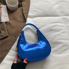 Metallic Crocodile Embossed Hobo Bag Women's Handbag Underarm Purse