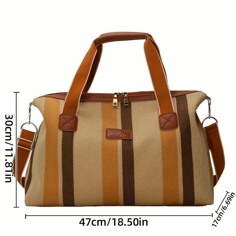 Vintage Striped Pattern Tote Bag Canvas Shoulder Bag
