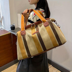 Vintage Striped Pattern Tote Bag Canvas Shoulder Bag