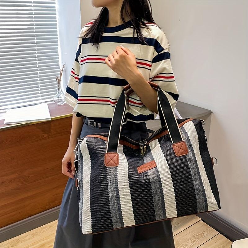 Vintage Striped Pattern Tote Bag Canvas Shoulder Bag