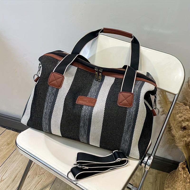 Vintage Striped Pattern Tote Bag Canvas Shoulder Bag