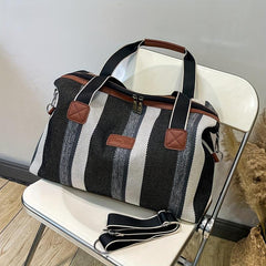 Vintage Striped Pattern Tote Bag Canvas Shoulder Bag