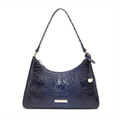 Crocodile Embossed Leather Underarm Purse Women's Shoulder Bag