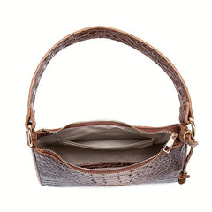 Crocodile Embossed Leather Underarm Purse Women's Shoulder Bag