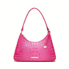 Crocodile Embossed Leather Underarm Purse Women's Shoulder Bag