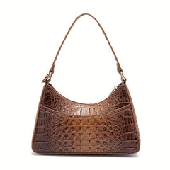 Crocodile Embossed Leather Underarm Purse Women's Shoulder Bag