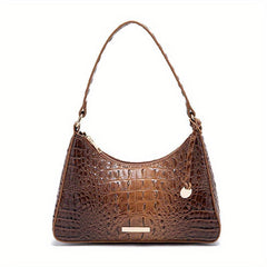 Crocodile Embossed Leather Underarm Purse Women's Shoulder Bag