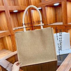 Rabbit Printed Large Capacity Canvas Tote Bag Lightweight Shoulder Bag