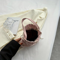 Flower Embroidered Satchel Bag Drawstring Storage Handbag