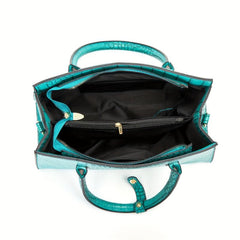 3pcs Crocodile Pattern Handbag Set Vintage Tote Bag Purse