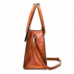 3pcs Crocodile Pattern Handbag Set Vintage Tote Bag Purse