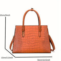 3pcs Crocodile Pattern Handbag Set Vintage Tote Bag Purse