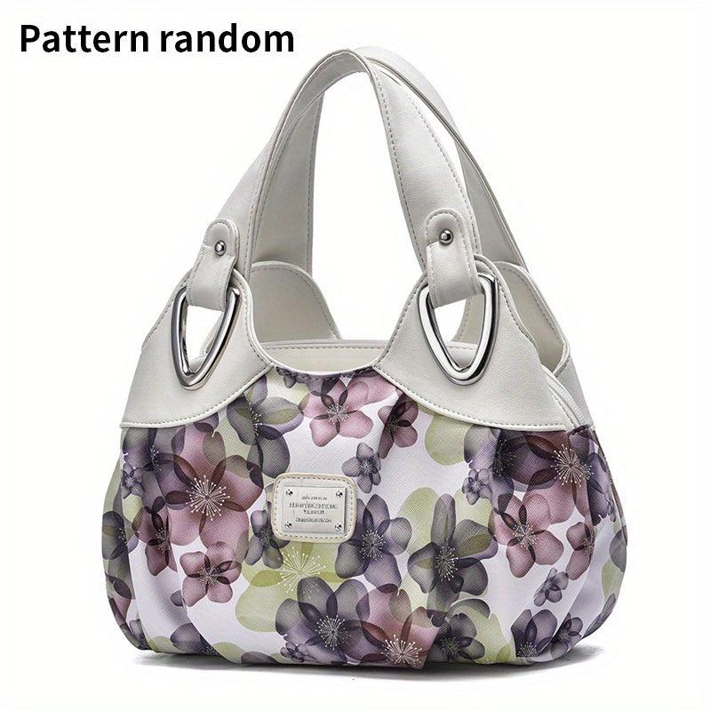 Floral Print Tote Bag Large Capacity Handbag Women's Shoulder Bag & Purse