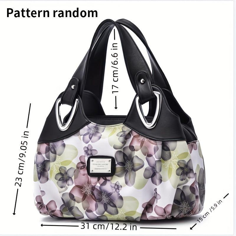Floral Print Tote Bag Large Capacity Handbag Women's Shoulder Bag & Purse
