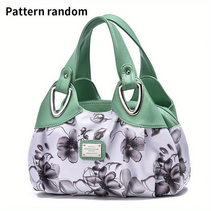 Floral Print Tote Bag Large Capacity Handbag Women's Shoulder Bag & Purse