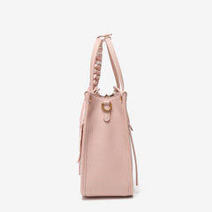 Pink Scarf Decor Tote Bag Litchi Embossed Satchel Casual Handbag