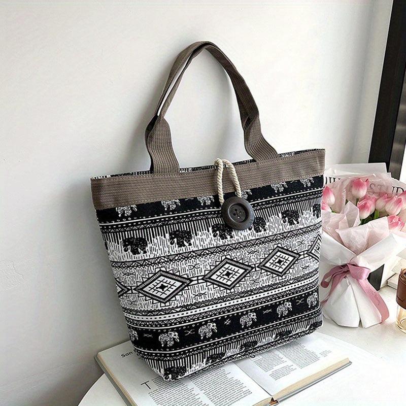 Vintage Pattern Canvas Tote Bag for Travel