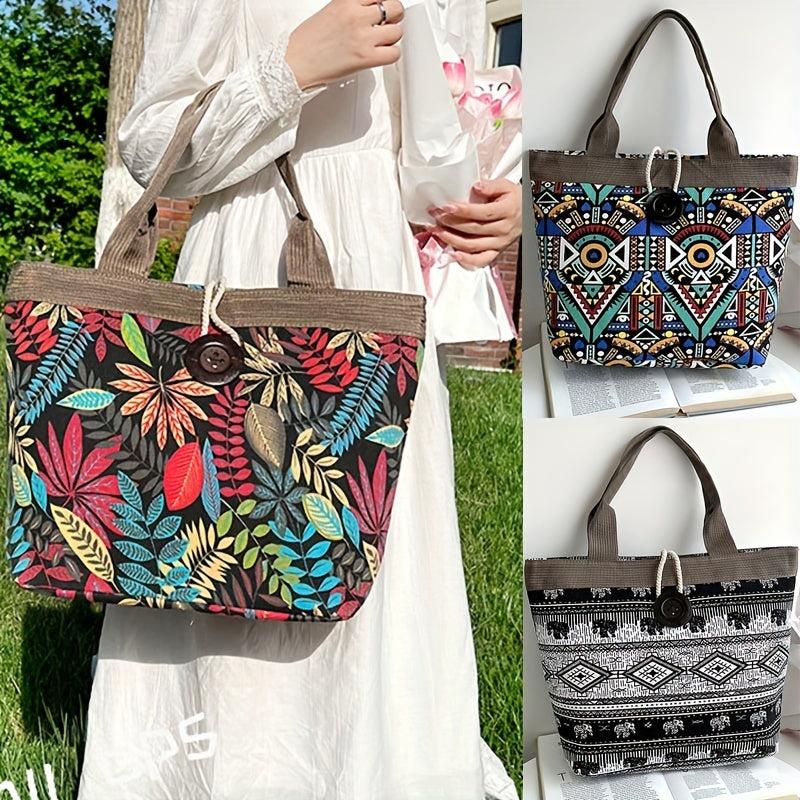 Vintage Pattern Canvas Tote Bag for Travel