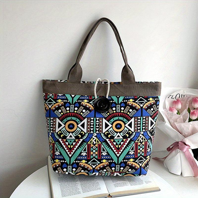 Vintage Pattern Canvas Tote Bag for Travel