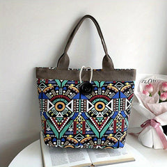 Vintage Pattern Canvas Tote Bag for Travel
