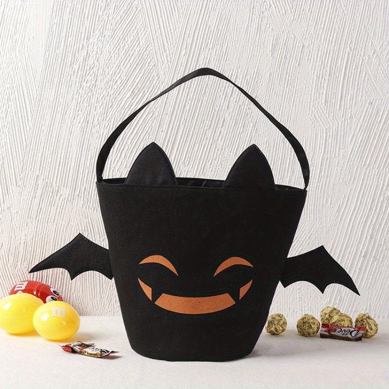 Halloween Candy Bag Ghost Bat Pumpkin Portable Canvas Gift Bucket
