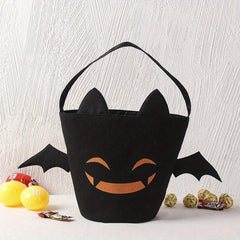 Halloween Candy Bag Ghost Bat Pumpkin Portable Canvas Gift Bucket