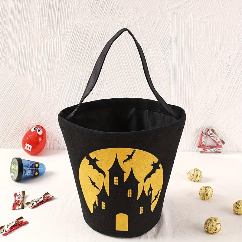 Halloween Candy Bag Ghost Bat Pumpkin Portable Canvas Gift Bucket