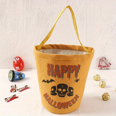 Halloween Candy Bag Ghost Bat Pumpkin Portable Canvas Gift Bucket