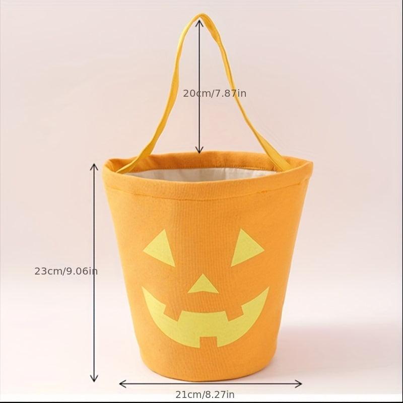 Halloween Candy Bag Ghost Bat Pumpkin Portable Canvas Gift Bucket