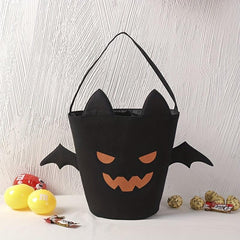 Halloween Candy Bag Ghost Bat Pumpkin Portable Canvas Gift Bucket