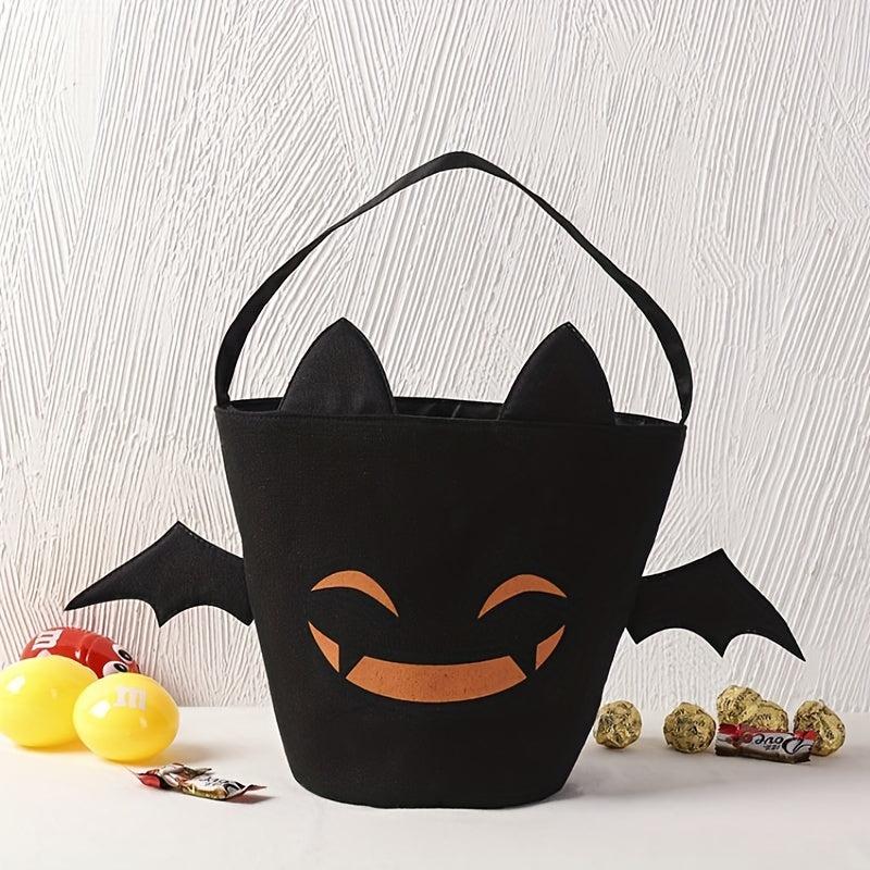 Halloween Candy Bag Ghost Bat Pumpkin Portable Canvas Gift Bucket