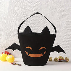 Halloween Candy Bag Ghost Bat Pumpkin Portable Canvas Gift Bucket