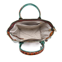 Vintage Crocodile Pattern Tote Bag Retro Top Handle Satchel