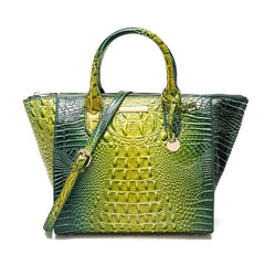 Vintage Crocodile Pattern Tote Bag Retro Top Handle Satchel