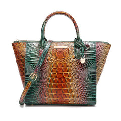 Vintage Crocodile Pattern Tote Bag Retro Top Handle Satchel