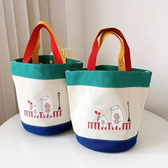 Canvas Satchel Lunch Box Lightweight Portable Lunch Storage Bag