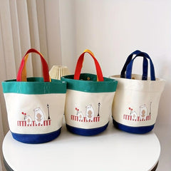Canvas Satchel Lunch Box Lightweight Portable Lunch Storage Bag