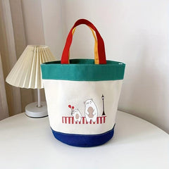 Canvas Satchel Lunch Box Lightweight Portable Lunch Storage Bag