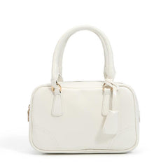 Classic Square Satchel Bag Zipper Handbag Retro Solid Color