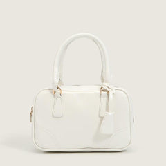 Classic Square Satchel Bag Zipper Handbag Retro Solid Color
