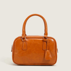 Classic Square Satchel Bag Zipper Handbag Retro Solid Color