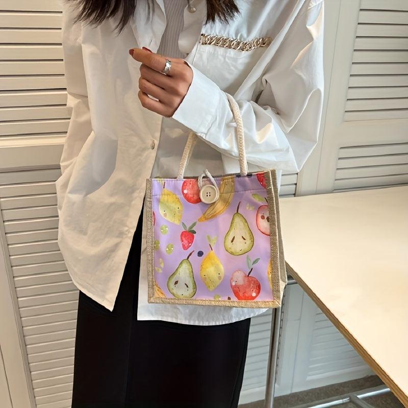 Fruit Print Satchel Tote Bag Lightweight Shoulder Bag