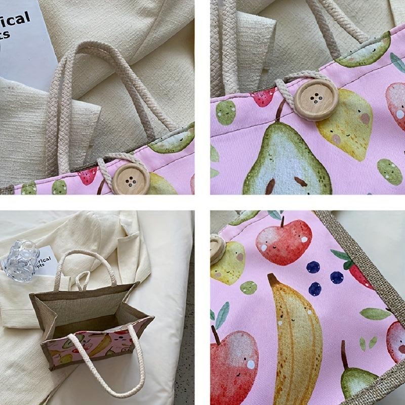 Fruit Print Satchel Tote Bag Lightweight Shoulder Bag