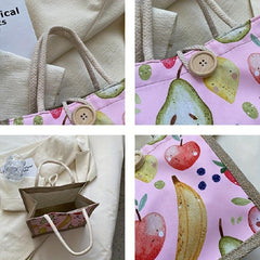 Fruit Print Satchel Tote Bag Lightweight Shoulder Bag