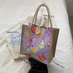 Fruit Print Satchel Tote Bag Lightweight Shoulder Bag
