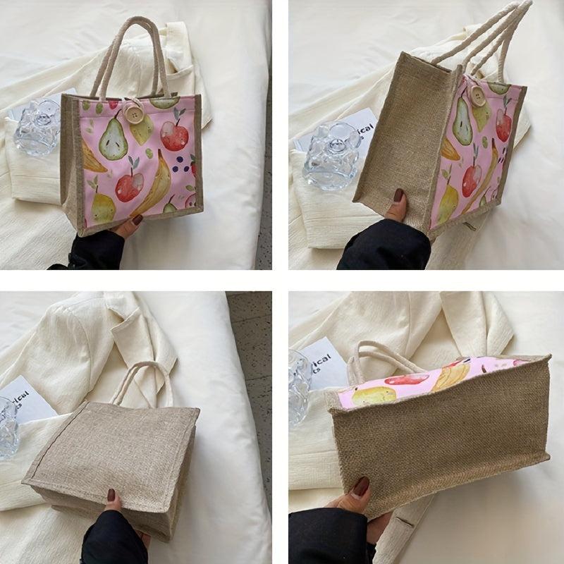Fruit Print Satchel Tote Bag Lightweight Shoulder Bag