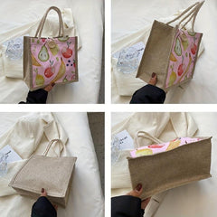Fruit Print Satchel Tote Bag Lightweight Shoulder Bag