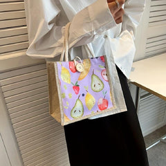 Fruit Print Satchel Tote Bag Lightweight Shoulder Bag